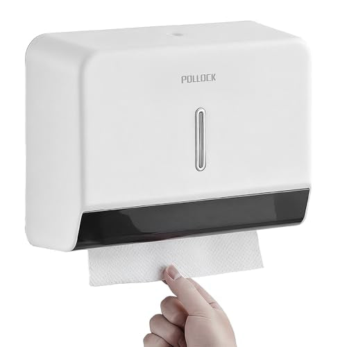 Commercial Paper Towel Dispenser Wall Mounted, Trifold/C-Fold/Multifold Hand Towel Holder, Hand Towel Dispenser for Bathroom Tissue Dispenser, Large Capacity 200 Sheets (White-5853) - color: White-5853