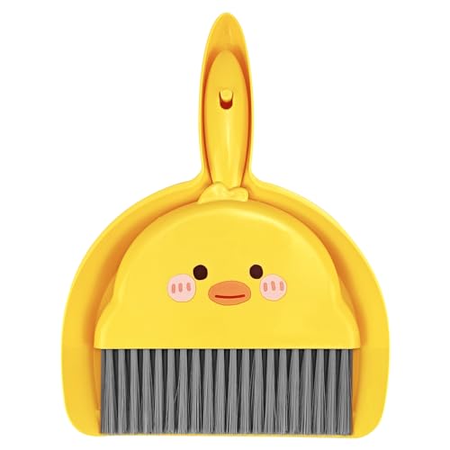 Small Broom and Dustpan Set,1pc Dust Pan and Brush Set,Cute Little Yellow Hand Mini Broom and Dustpan Set,Small dust pan Mini for Tabletop Debris,Keyboards&Clean Pet Cages Guinea Pig Cage(Chick) - style: Chick