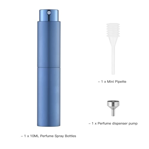 Tekson 10ml Travel Perfume Atomizer Refillable, Mini Cologne Spray Bottle Empty, Small Coffee Spray Bottle (Blue) - color: blue