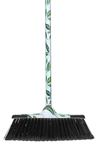 Superio Broom and Dustpan Set Leaf Design Print, Durable Home and Kitchen Broom With A Matching Dust Pan, Durable Material Heavy Duty - color: Leaf Design, size: Sweep Set