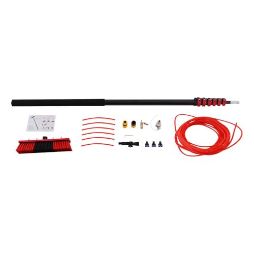 Window Cleaning Pole Kit, Solar Panel Water Fed Brush, 5.28-29.53ft Telescoping Pole, Washing Equipment Window Cleaner Tool for Window, Roof and Outdoor Cleaning - size: 29.53FT