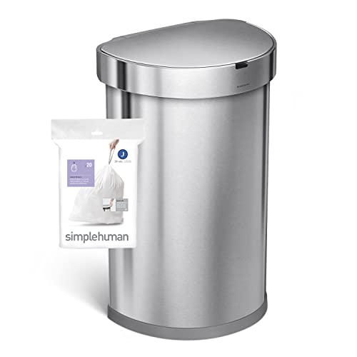 simplehuman Code J Custom Fit Drawstring Trash Bags, 240 Count, 30-45 Liter / 8-12 Gallon, White - size: 240 Count (Pack of 1)