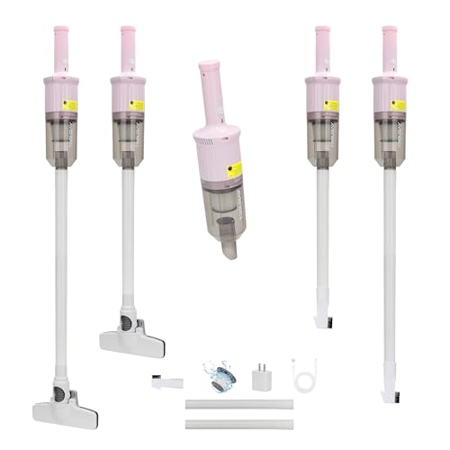 6-in-1 Rechargeable Household Stick Vacuum Cleaner, Convertible to Handheld, for All Kinds of Cleaning in Your Home on Hard Floors, Upholstery, Sofas, Cars (Pink) - color: Pink