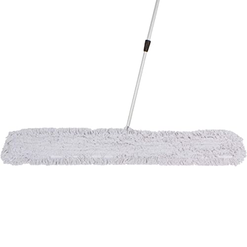 Commercial Dust Mop – 60 Inch Floor Sweeper for Hardwood, Reusable Cotton Mop Head, Extendable Handle, Dry Mop for Floor Cleaning & Janitorial Supplies - size: 60x5 Inch (Pack of 1)