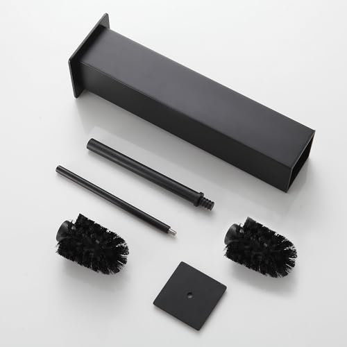 Black Toilet Brush and Holder,Toilet Bowl Brush with Extra Long Handle - color: Matte Black