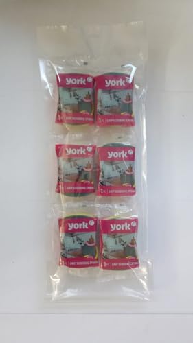 York Scouring Scrubby Non-Scratching Sponge - Pack of 6, Gentle and Effective Cleaning Sponges for Kitchen, Non-Stick Cookware, Glassware, and Household Surfaces