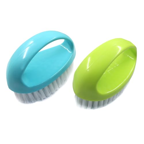 BokWin 2-Pack Heavy-Duty Scrubbing Brushes for Cleaning with Stiff Nylon Bristles, Scrubber Cleaner Brush for Tile, Bathtub, Sink & Kitchen Surfaces, Comfort Grip Handle (Blue and Green) - color: Blue and Gree