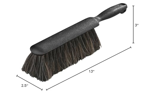 SPARTA Flo-Pac Counter Brush, Bench Brush, Dustpan Brush with Long Lasting for Counters, Floors, And Fireplace, 8 Inches, Black