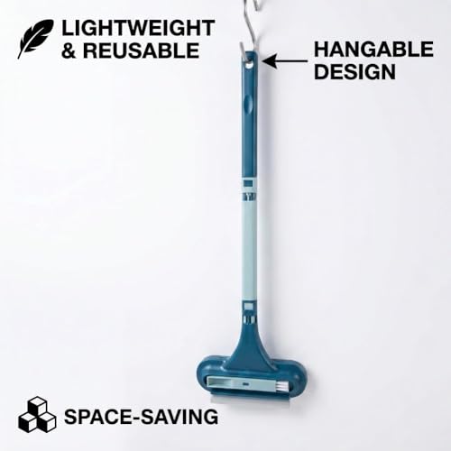 3 in 1 Window Screen Cleaner for Patio and Porch, 64cm Multi Purpose Cleaning Brush with 30 Degree Angled Handle for Home Deep Cleaning (Blue)