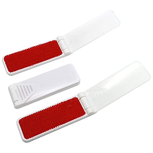 GARASANI 3 Pack Portable and Foldable Plastic Fold Clothing Dust Brush Pet Hair Remover Manual Sofa Bed Dry Cleaning Fabric Fluff Lint Cleaning Tool (White) - color: White