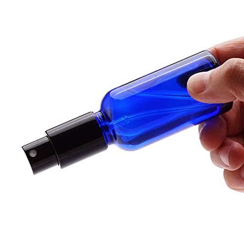 YIZHAO Blue Glass Spray Bottles 2oz, with Small Fine Mist Spray, Metal Cap, Refillable for Essential Oil,Travel,Cleaning,Perfume,Aromatherapy,Makeup – 6 Pcs - color: Blue, size: 50ml-6