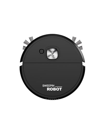 Smart Floor Vacuum Robot, Strong Suction Quiet Slim Sweep Mop, Robot Vacuum for Pet Hair Hard Floor & Low-Pile Carpet Home Cleaning, No Battery Included (3 AA 1.5V Batteries Required), Black - color: Black