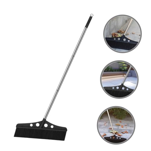 Detachable Outdoor Broom with Handle Heavy Duty Garden Sweeper for Efficient Cleaning of Patios Garages and Courtyards Stainless Steel and Bristle Brush