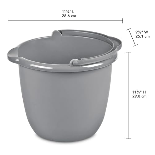 10 Qt. Spout Pail – Classic Titanium Plastic Utility Bucket with Comfortable Handle, Durable Multi-Purpose Pail for Household Cleaning & Storage