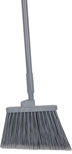 SPARTA 41082EC23 Plastic Color Coded Broom, Flagged Bristles, Long Broom With Angled Head For Large Debris, 56 Inches, Gray, (Pack of 12) - color: Gray