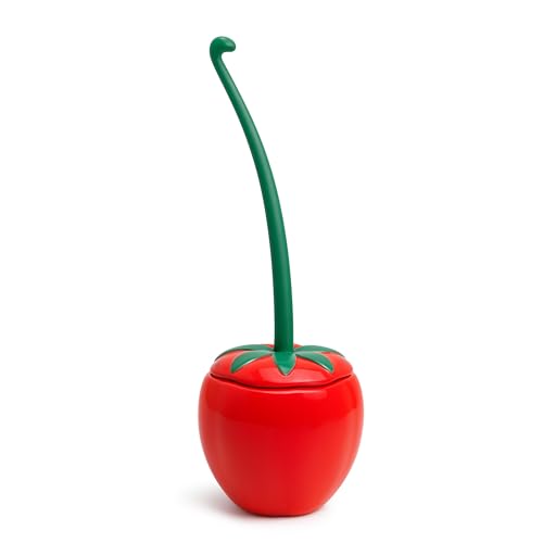 Deep & Sturdy Toilet Bowl Brush with Holder - Tomato Bowl Brush - Durable Scrubbing - Toilet Cleaners - Household Essentials - Bathroom Cleaner - Cleaning Supplies - Household Supplies - color: Tomato