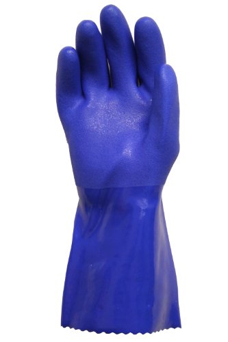 12530-06 PVC Coated Heavy Duty Rubber Gloves For Handling Chemicals And Dish Washing Blue, Large - size: Large
