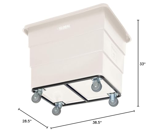 Global Industrial 12 Bushel Plastic Bulk Box Truck, Steel Chassis Base, 1000 lbs. Capacity, 4" Non-Maring Rubber Casters, White, 38-2/5"L x 28-9/10"W x 33" H - color: White