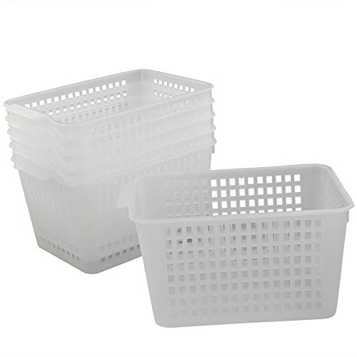 Clear Plastic Storage Bins/Basket Organizer, 6-Pack | Pantry Organizers and Storage, Multi-Use Organizer Binsfor Home Bathroom Kitchen