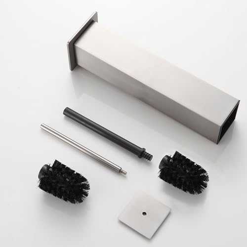 Brushed Nickel Toilet Brush and Holder,Toilet Bowl Brush with Extra Long Handle - color: Brushed Nickel