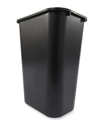 Rubbermaid Commercial Wastebasket Trash Container, 41QT/10.25 GAL, Plastic, Black, Stackable Trash Can for Bedroom/Bathroom/Office, Fits Under Desk/Sink/Cabinet - color: Black, size: 10.25 Gallons