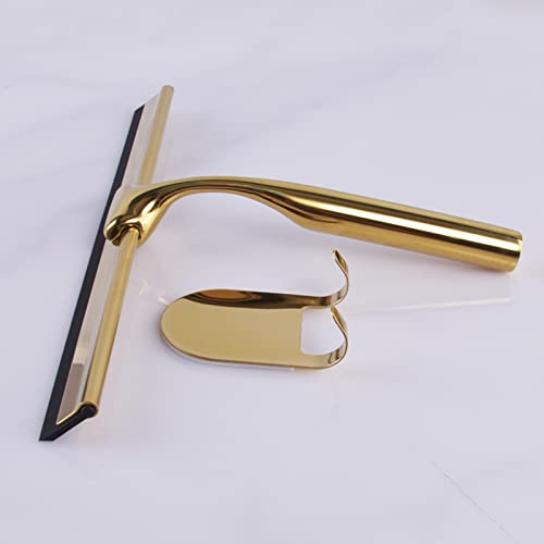 Stainless Steel Glass Window Squeegee with Non-Slip Blade Handle for Bathroom, Mirror, Car Glass and More - Gold