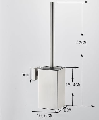 Toilet Bowl Brush and Holder Square,Stainless Steel Square Wall Mounted Toilet Bowl Brush with Lid,Cleaning Toilet Brush Set for Bathroom, Brushed Silver - size: Wall Mounted