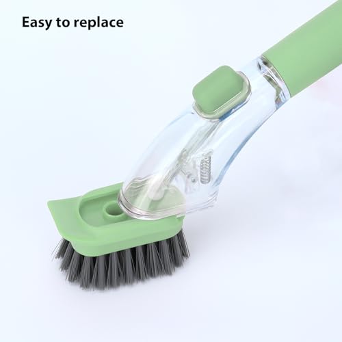 DAPOWER Dish Brush Refill Head, Replaceable Nylon Bristles Brush Heads - 2 Pack (Light Green) - color: Light Green