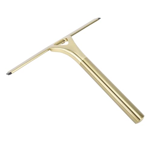 Asixxsix Glass Wiper, 304 Stainless Steel Shower Squeegee with Silicone Vane/Wing for Bathroom Windows Mirrors and Glass Surfaces (Gold) - size: Gold