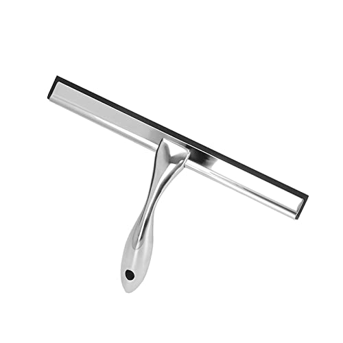 All Purpose Stainless Steel Shower Squeegee for Shower Doors with Suction Storage Hook, Bathroom Cleaner Tool Household Window Mirror Squeegee for Home Cleaning, Glass Door, Tile
