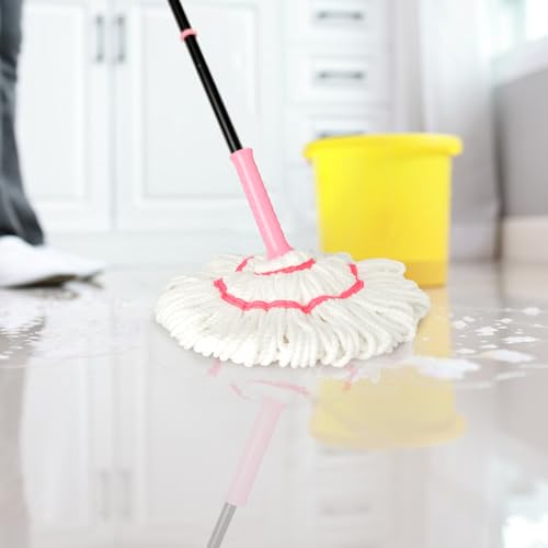 Replacement Mop Head, Suitable for XXFLOWER Self-Wringing Twist Mop, Hand Washable Suitable for Floor, Kitchen, Bedroom, Indoor and Outdoor Cleaning (Not Include Handle) - size: Pink-Mop Head