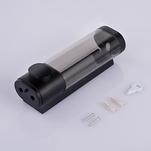 300ml Soap Dispenser Wall Mount, Manual Hand Shampoo Shower Gel Dispenser Lotion Container for Bathroom Kitchen, 1 Chamber Shampoo and Conditioner Dispenser Black