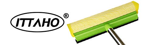 Window Squeegee, Squeegee for Window Cleaning, 2 in 1 Squeegee Window Cleaner with 58'' Long Handle,Window Washing Kit with Extension Pole for Shower, Windshield, Mirror, Gas Station, Glass
