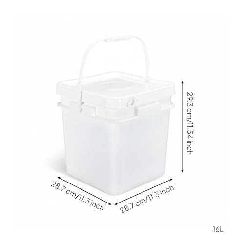 Qianly Square Bucket with Lid Versatile Use Square Bucket with Lid Fall Resistant Stackable Bin for Warehouse, Kitchen, Garage, White, 16L - color: White, size: 16L