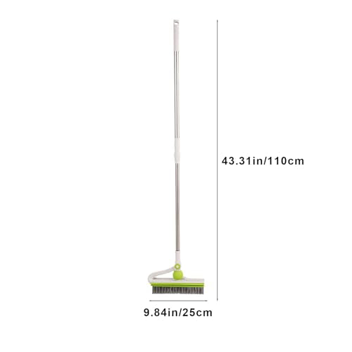 43-Inch Long Handle Floor Scrub Brush with Extendable Pole - 2-in-1 Stiff Bristle and Scraper for Tile, Shower, Bathroom, and Garage Cleaning