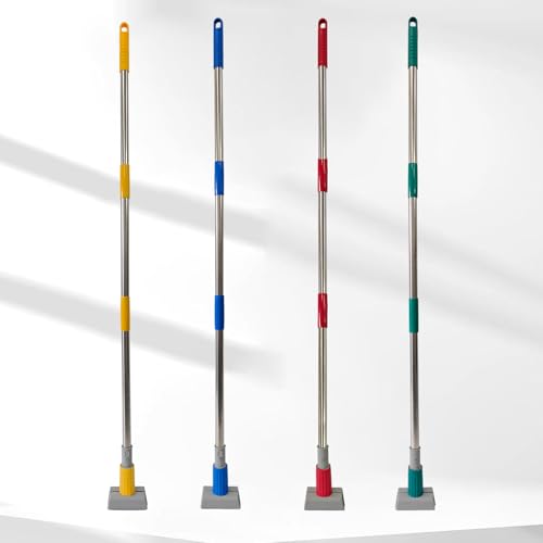 Heavy Duty Commercial Jaw Clamp Mop Handle 55.7 Inch Thickened Stainless Steel Yellow Mop Stick Industrial Grade Replacement Adjustable Mop Rod - color: Yellow, size: mop handle