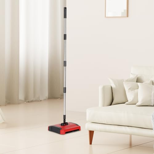 Manual 43inch Detachable Carpet Sweeper with 3 Rolling Brushes Wheels Large Waste Bin Floor Sweeper Brush for Pet Hair Dust Debris
