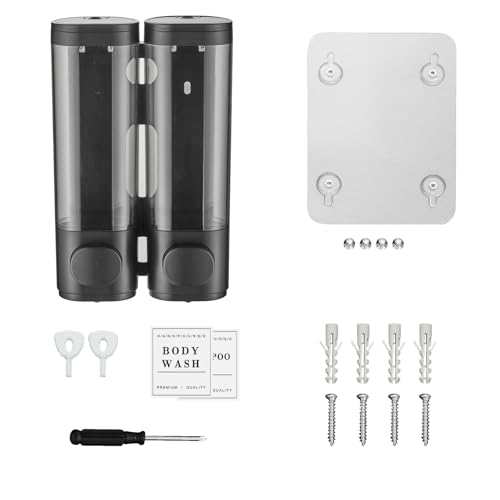 Shampoo and Conditioner Dispenser,Shower Dispenser 2 Chamber No Drill Wall-Mounted Shampoo Dispenser for Shower Wall Mounted Shower Dispenser for Bathroom Hotel,Matte Black1 - color: Matte Black 2 Chamber