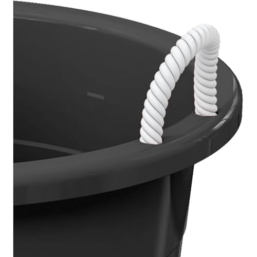 (Black) Flexible 17-Gallon Plastic Storage Tub with Rope Handles, Multi-Purpose Utility Bucket (1)