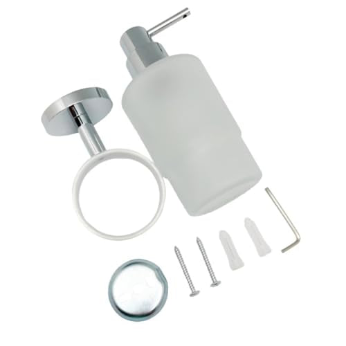 Soap Dispenser, Zinc Alloy + Frosted Glass Soap Dispenser Set with Pump,Wall Mounted Bath Accessories for Bathroom and Kitchen,Chrome - color: Chrome