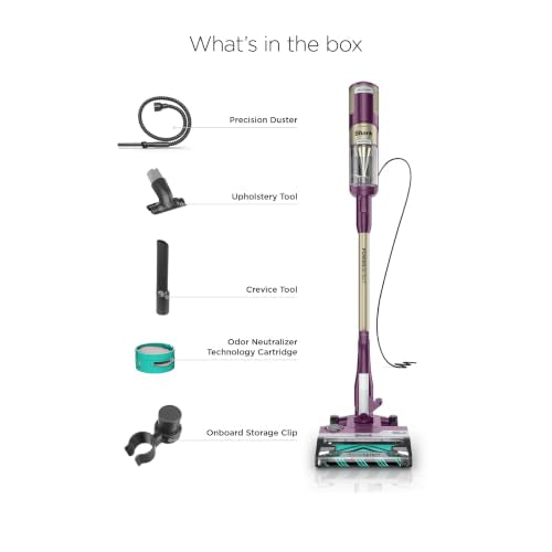 Shark PowerDetect | Corded Stick Vacuum Cleaner for Carpet & Hard Floors | Lightweight Hand Vacuum for Pet Hair with DuoClean | Self-Cleaning Brushroll | HEPA | 3 Attachments | Purple | HZ4001AMZ - style: PowerDetect w/ Precision Duster
