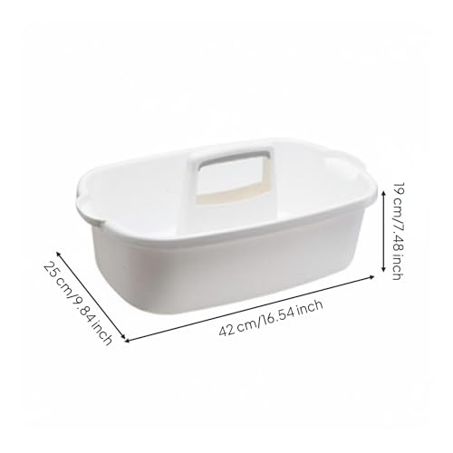 Qianly Cleaning Bin Large Capacity Utility Tool Basket Wear-Resistant Handled Storage Tote for Cleaners, Under Sink, White - color: White