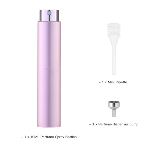 Tekson 10ml Travel Perfume Atomizer Refillable, Mini Cologne Spray Bottle Empty, Small Coffee Spray Bottle (Pink) - color: pink