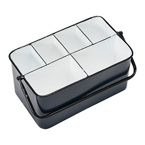 Creative Co-Op Farmhouse Metal Storage Caddy with 6 Compartments and Handle, Distressed Blue and White - color: Blue and White