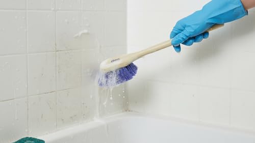 Bon Acid Proof Gong Brush Extra Stiff Plastic Bristles with 20 in. Durable Plastic Handle Heavy Duty Scrub Brush for Concrete Masonry and Surface Prep with 4 1/2 in. Wide Head and 1 1/2 in. Trim - size: 4.5 inches (head), 20 inches (handle)