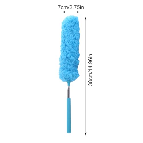 Extendable Feathers Duster Bendable Microfiber Long Handled Duster, Flexible Hand Cobweb Cleaner with Telescoping Pole for Cleaning High Ceiling Fans, Cars, Blinds, Cobweb, Furniture - color: Blue
