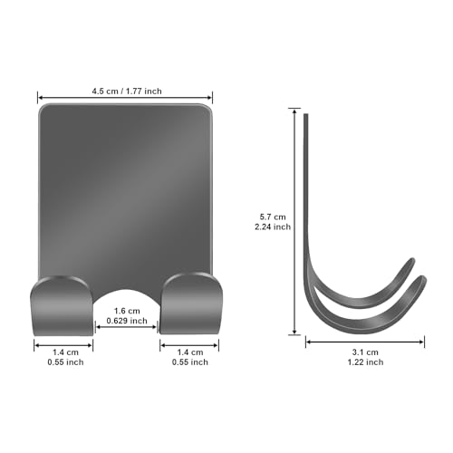 Diesisa Razor Holder 304 Stainless Steel for Shower + Adhesive Sticky Heavy Duty Waterproof Wall Hooks, Premium for Hanging Towels, Coat, hat (2+2 Pack) - Grey - color: Grey-4pcs