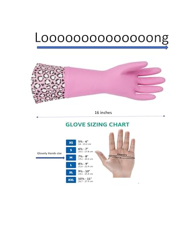 GLOVELY HANDS Water-Resistant Latex Cleaning Gloves, Soft Cotton-Feel Lining, Non-Slip Grip, Long Cuff, Medium (1 PAIR) - color: Pink