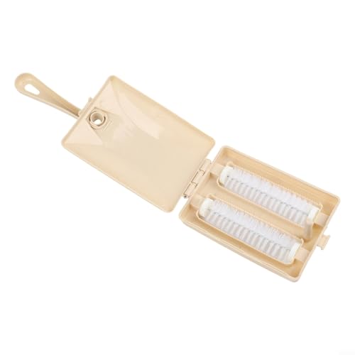 Handheld Carpet Sweeper Brush for Home Cleaning, Dust Removal Tool for Sofa Bed and Rug, Manual Crumb Collector with Push Button Empty Design(Beige) - color: Beige