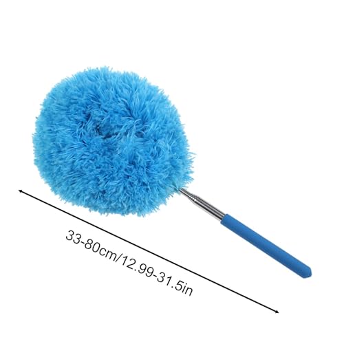 Extendable Duster - 31.5 Inches Microfibre Duster | Stainless Steel Handle | - Adjustable Telescopic Reach | and Soft Fiber Head Perfect for Cleaning High Ceilings and Shelves At Home - color: Blue